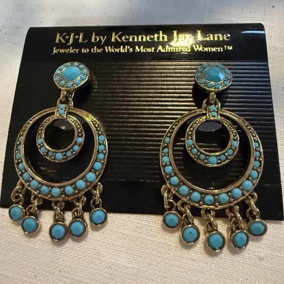 Kenneth Jay Lane Turquoise Chandelier Earrings - Picture 2 of 4